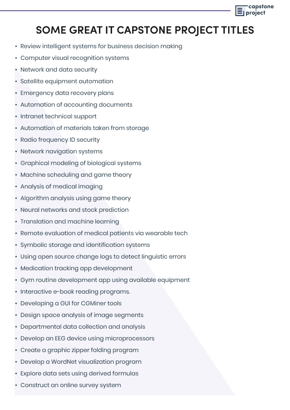 capstone project planning topics for information technology